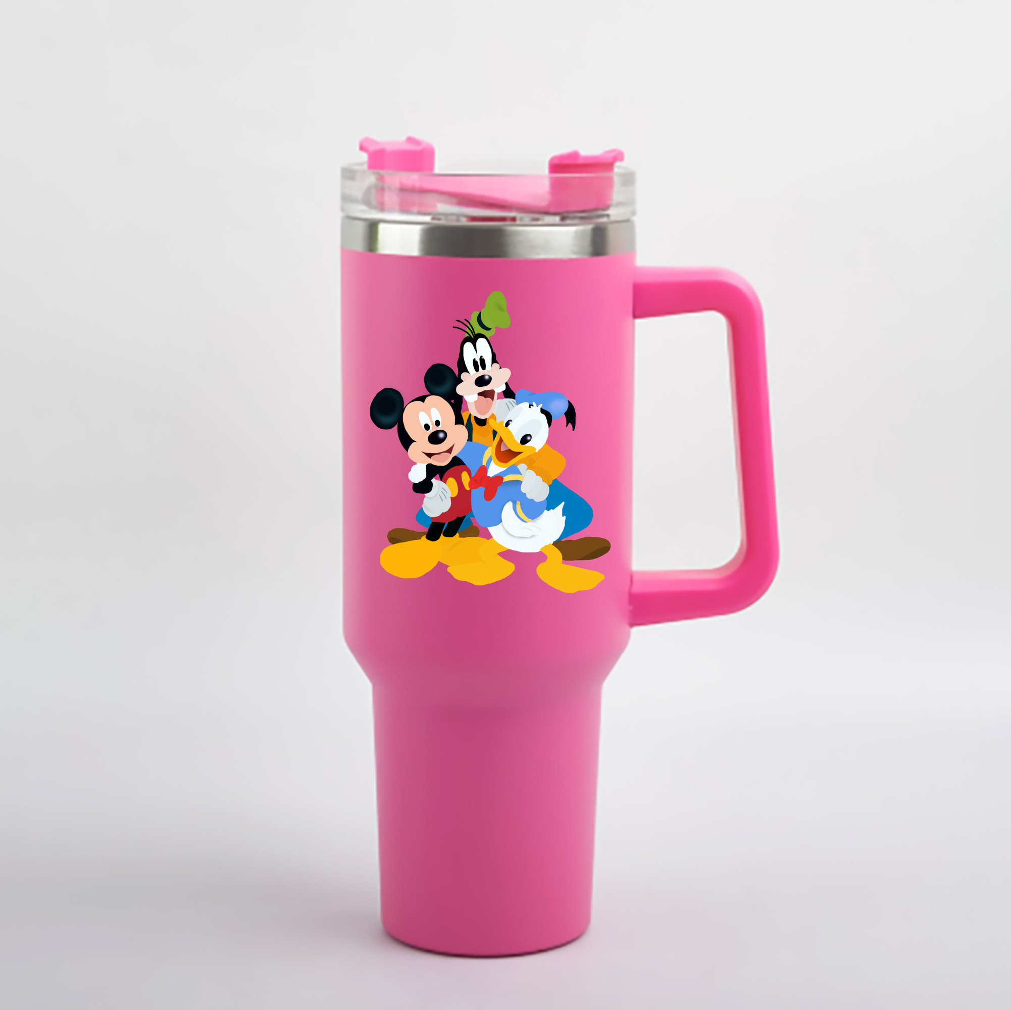 （画像用） ミッキーマウス Mickey Mouse 1200mL車用タンブラー - クリスタルステッカー（プラスチックストロー付き）